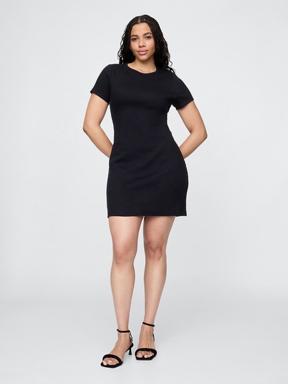 GAP  Black Ribbed Mini T-Shirt Dress. XS